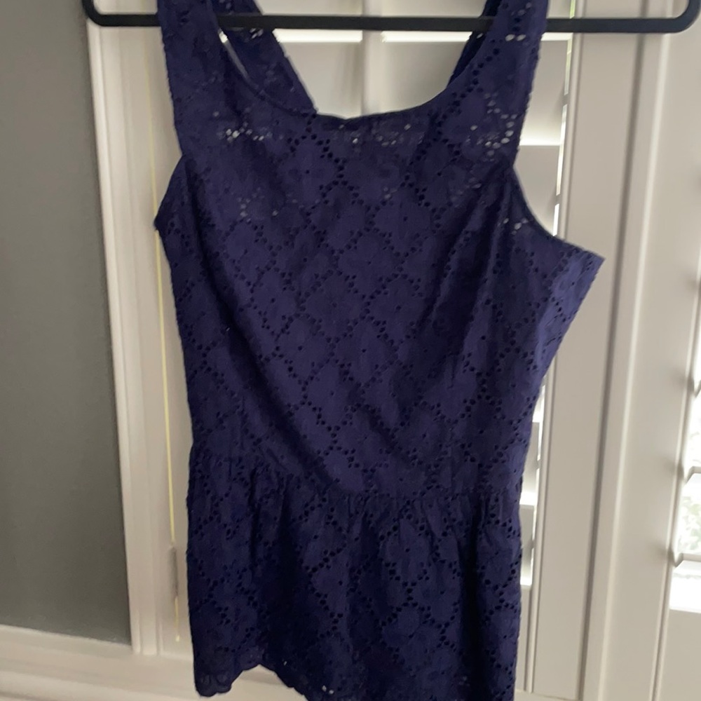 Navy eylet top